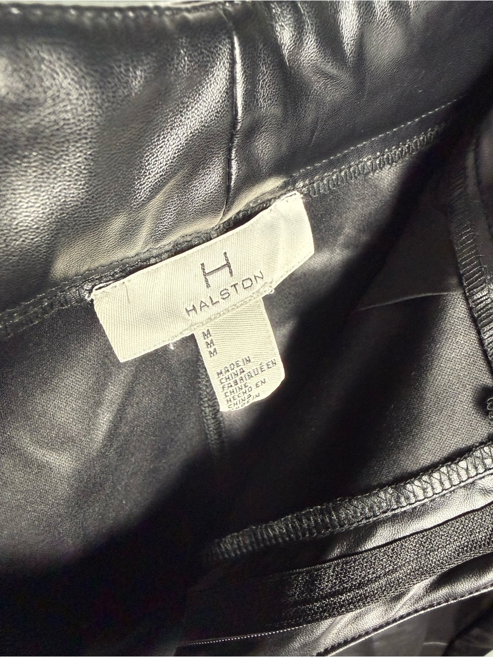 Halston Black Faux Leather Bomber Pants - Picture 3 of 3